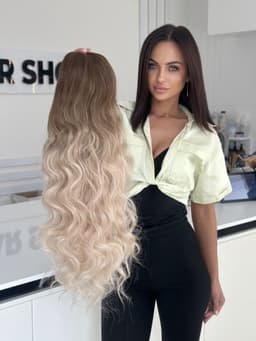 Coada de Par cu Snur Ombre Saten Deschis/ Blond Natural