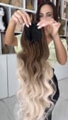 Coada de Par cu Snur Ombre Saten Deschis/ Blond Natural