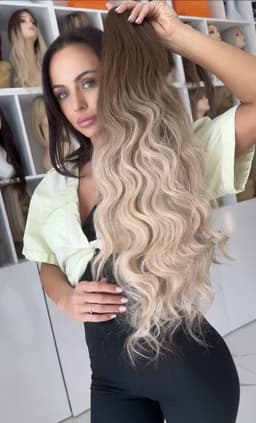 Coada de Par cu Snur Ombre Saten Deschis/ Blond Natural