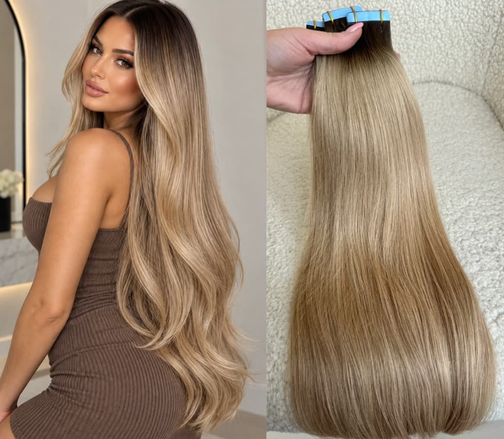 Extensii Tape-in Russian Hair DOUBLE TAPE Ombre #2/#18A