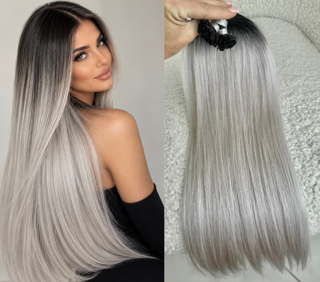 Extensii cheratina Luxe Ombre #1b Grey