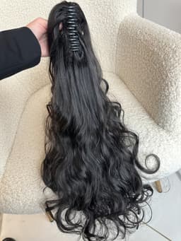 Coada de Par cu Cleste Negru Natural Ondulata Coada de Par cu Cleste Negru Natural Ondulata